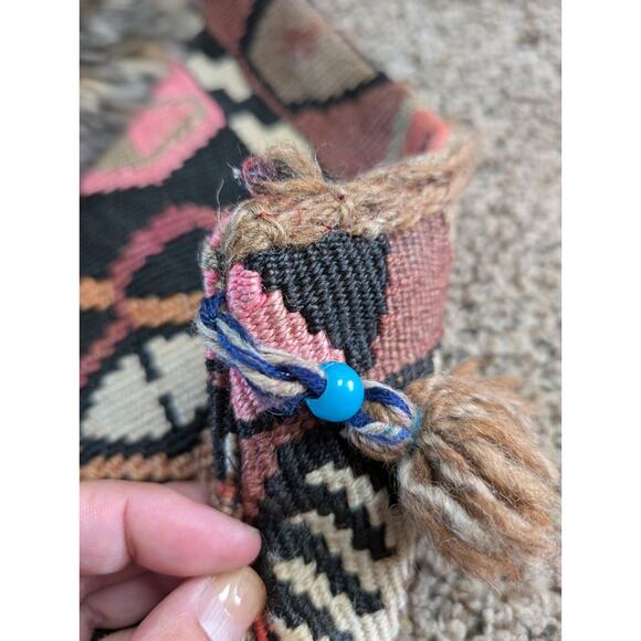 “VNTG, Handmade Kilim Wool Shoulder Bag Tribal Boho Crossbody Purse w/ Tassels - Picture 6 of 16